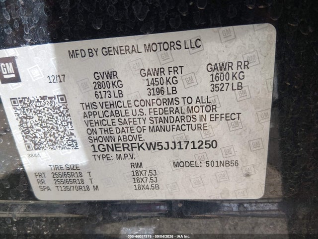 Auction sale of the 2018 Chevrolet Traverse Ls, vin: 1GNERFKW5JJ171250, lot number: 46057976