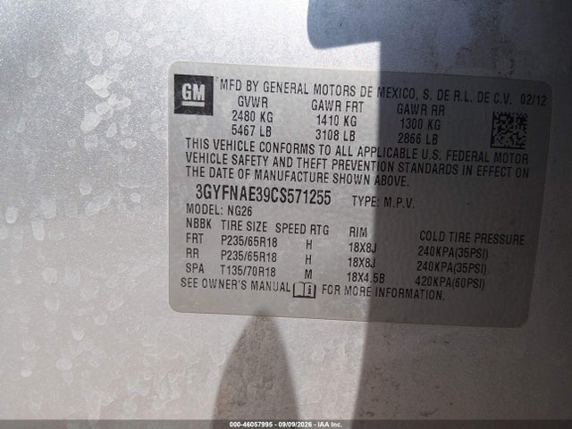 Aukcja sprzedaży 2012 Cadillac Srx Luxury Collection, vin: 3GYFNAE39CS571255, numer aukcji: 46057995