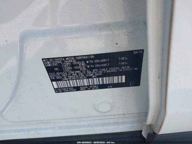 46058003 :رقم المزاد ، JTMRFREV8FD138630 vin ، 2015 Toyota Rav4 Xle مزاد بيع