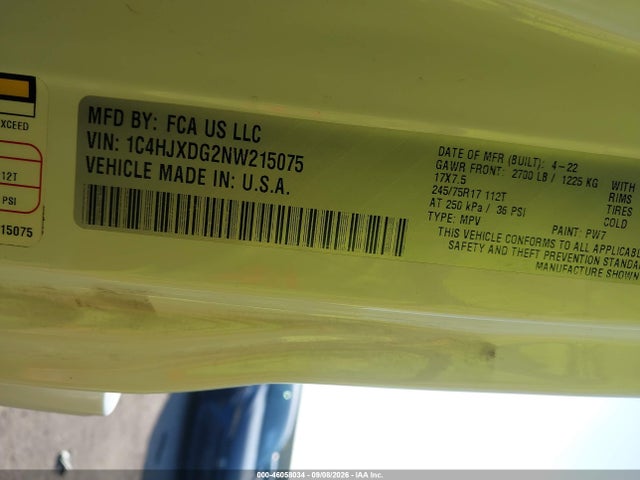 Продаж на аукціоні авто 2022 Jeep Wrangler Unlimited Sport S 4x4, vin: 1C4HJXDG2NW215075, номер лоту: 46058034