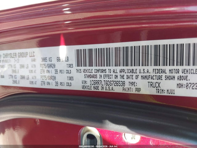 Aukcja sprzedaży 2013 Ram 1500 Big Horn, vin: 1C6RR7LT6DS726538, numer aukcji: 46058150