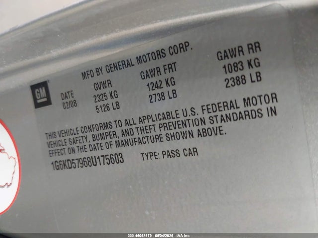 Продаж на аукціоні авто 2008 Cadillac Dts 1se, vin: 1G6KD57968U175603, номер лоту: 46058179