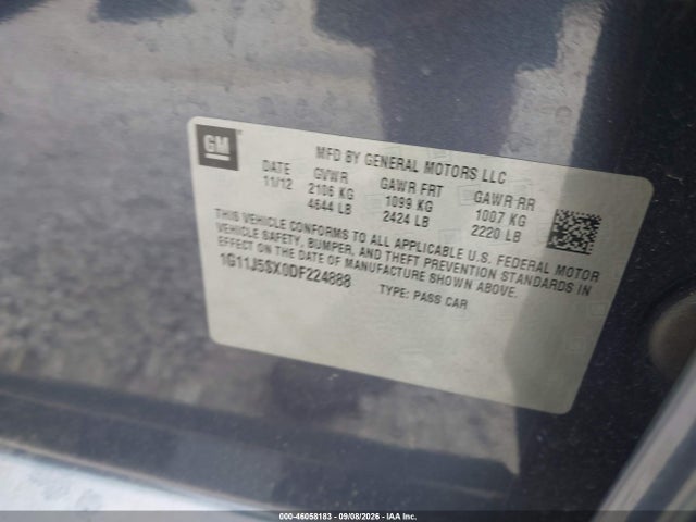 Продажа на аукционе авто 2013 Chevrolet Malibu 2lz, vin: 1G11J5SX0DF224888, номер лота: 46058183