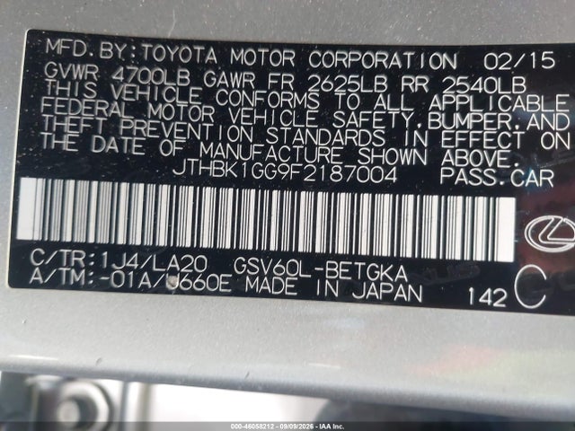 Lexus ES 350 2015 JTHBK1GG9F2187004 Image 9