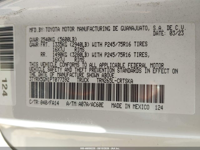 Продажа на аукционе авто 2023 Toyota Tacoma 2wd Sr, vin: 3TYRX5GN1PT077392, номер лота: 46058225