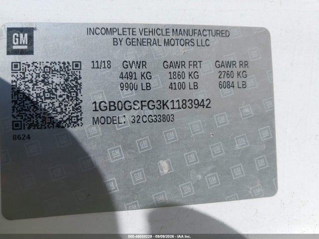Aukcja sprzedaży 2019 Chevrolet Express Cutaway 4500 Van, vin: 1GB0GSFG3K1183942, numer aukcji: 46058229