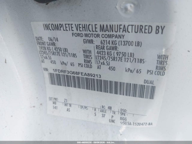 Aukcja sprzedaży 2015 Ford F-350 Chassis Xl, vin: 1FDRF3G68FEA89213, numer aukcji: 46058230