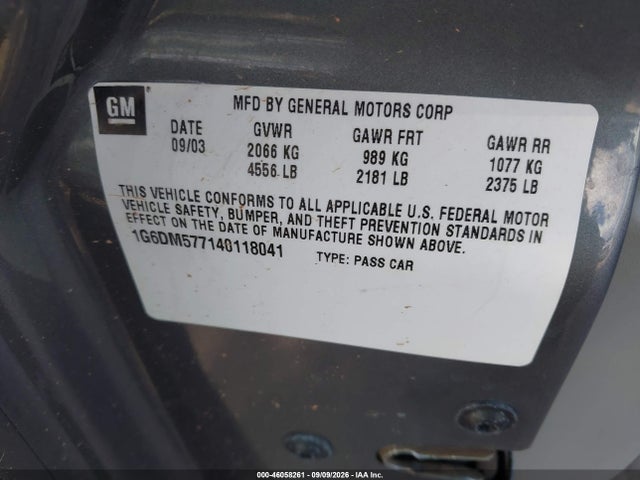 2004 Cadillac Cts Standard მანქანა იყიდება აუქციონზე, vin: 1G6DM577140118041, აუქციონის ნომერი: 46058261