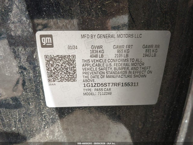 Продажа на аукционе авто 2024 Chevrolet Malibu Fwd 1lt, vin: 1G1ZD5ST7RF155311, номер лота: 46058263