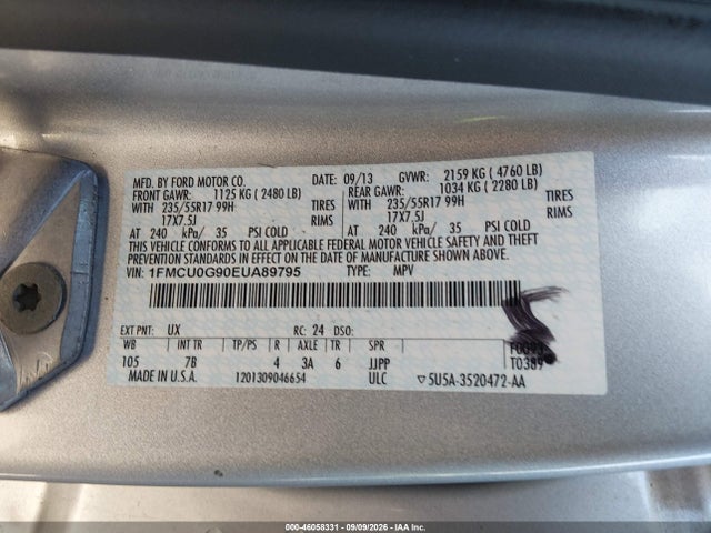 1FMCU0G90EUA89795 Ford ESCAPE SE