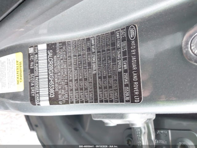 Продаж на аукціоні авто 2016 Land Rover Discovery Sport Hse, vin: SALCR2BGXGH553803, номер лоту: 46058441