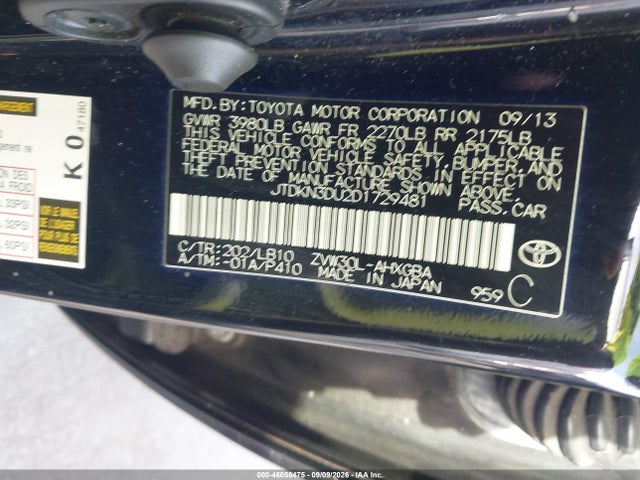 Aukcja sprzedaży 2013 Toyota Prius Five, vin: JTDKN3DU2D1729481, numer aukcji: 46058475