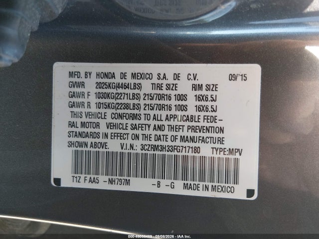 Продажа на аукционе авто 2015 Honda Cr-v Lx, vin: 3CZRM3H33FG717180, номер лота: 46058489