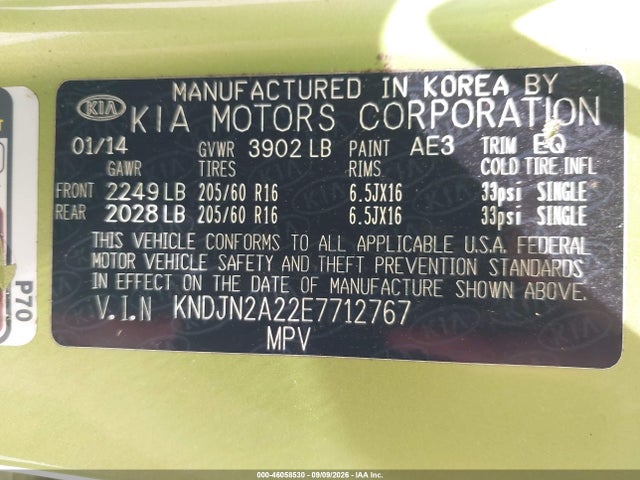 KIA Soul 2014 KNDJN2A22E7712767 Image 9