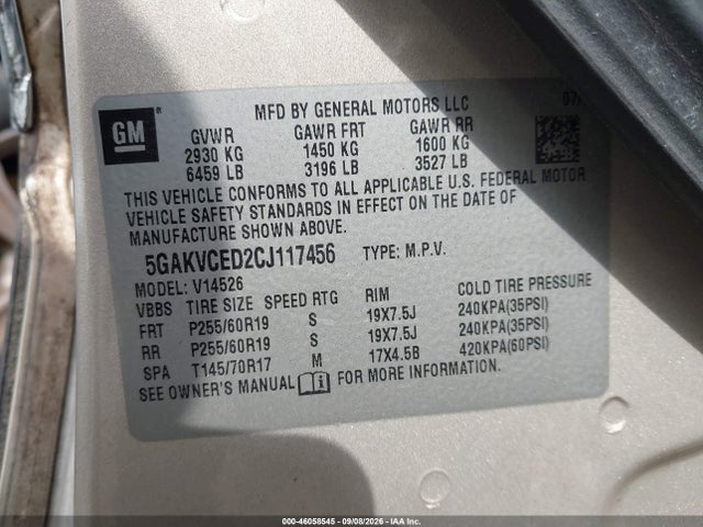 Продажа на аукционе авто 2012 Buick Enclave Leather, vin: 5GAKVCED2CJ117456, номер лота: 46058545