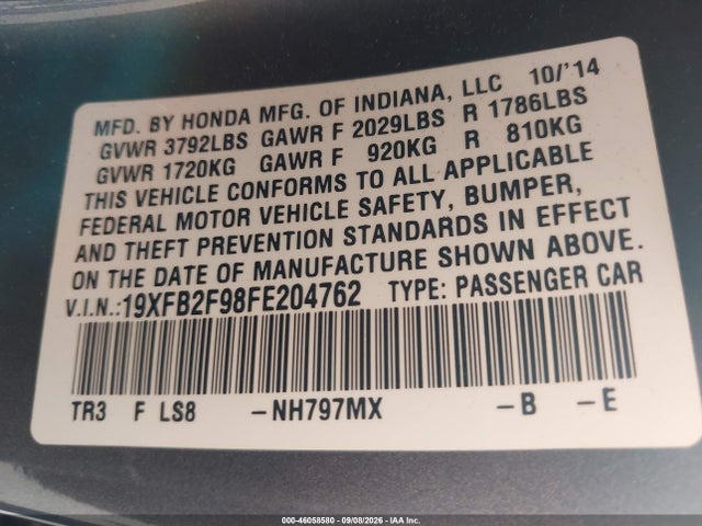 Honda Civic Ex-l 2015 19XFB2F98FE204762 Image 9