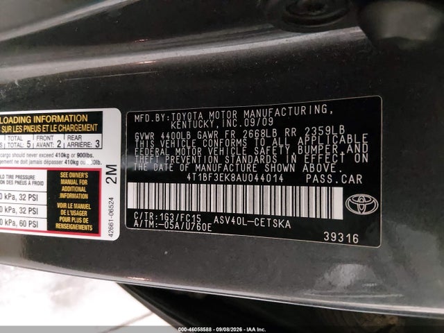 Продажа на аукционе авто 2010 Toyota Camry Se, vin: 4T1BF3EK8AU044014, номер лота: 46058588