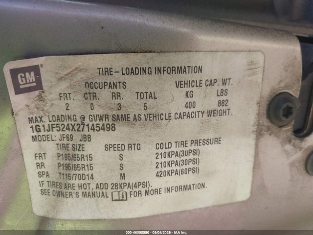 Продажа на аукционе авто 2002 Chevrolet Cavalier Ls, vin: 1G1JF524X27145498, номер лота: 46058590
