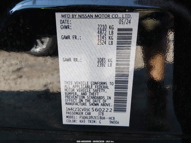 Продажа на аукционе авто 2025 Nissan Leaf Sv Plus, vin: 1N4CZ1CV0SC560222, номер лота: 46058599