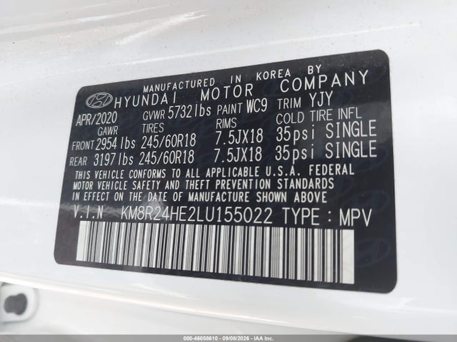 Продажа на аукционе авто 2020 Hyundai Palisade Sel, vin: KM8R24HE2LU155022, номер лота: 46058610