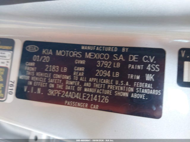 KIA Forte Lxs 2020 3KPF24AD4LE214126 Image 8