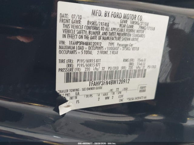 Продаж на аукціоні авто 2011 Ford Focus Se, vin: 1FAHP3FN4BW120912, номер лоту: 46058677