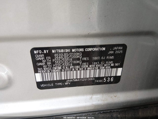 Aukcja sprzedaży 2025 Mitsubishi Eclipse Cross Black Edition S-awc/se S-awc/sel S-awc, vin: JA4ATWAA1SZ013063, numer aukcji: 46058787