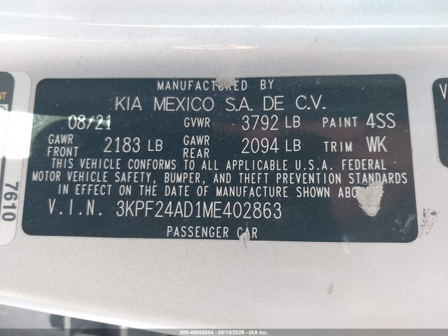 KIA Forte Lxs 2021 3KPF24AD1ME402863 Image 9
