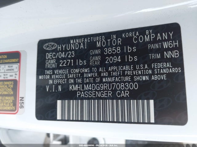 Продаж на аукціоні авто 2024 Hyundai Elantra Sel, vin: KMHLM4DG9RU708300, номер лоту: 46058856