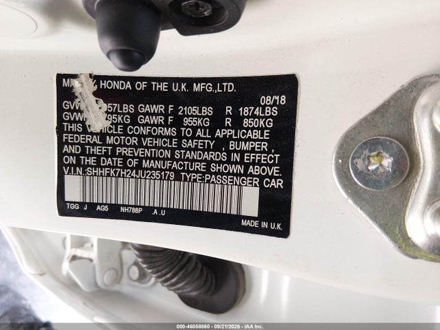 Продажа на аукционе авто 2018 Honda Civic Lx, vin: SHHFK7H24JU235179, номер лота: 46058860