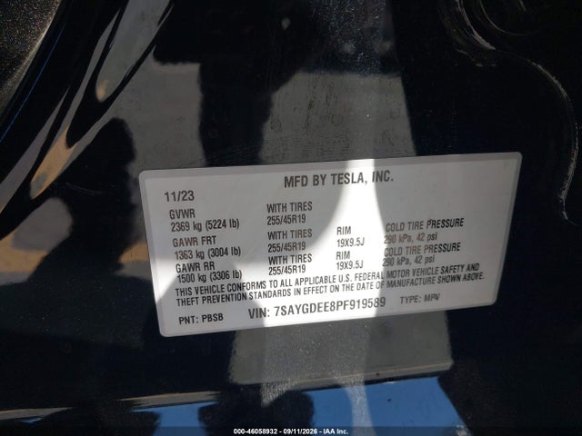Продажа на аукционе авто 2023 Tesla Model Y Awd/long Range Dual Motor All-wheel Drive, vin: 7SAYGDEE8PF919589, номер лота: 46058932
