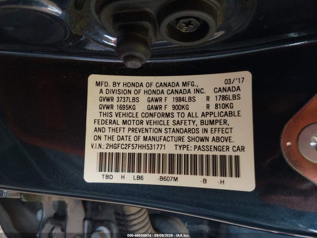 Honda Civic Lx 2017 2HGFC2F57HH531771 Image 9