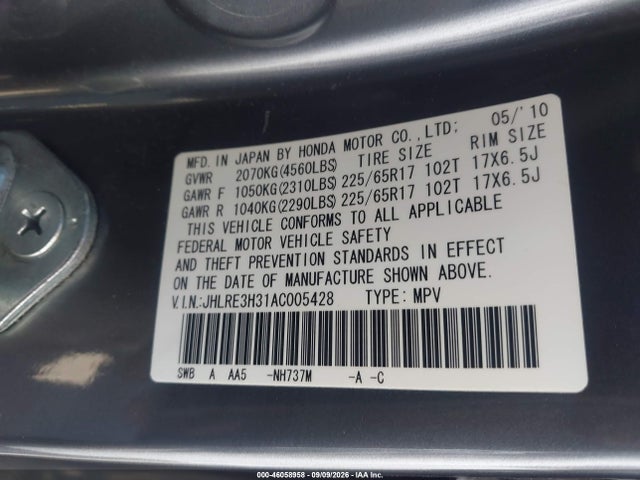 Aukcja sprzedaży 2010 Honda Cr-v Lx, vin: JHLRE3H31AC005428, numer aukcji: 46058958
