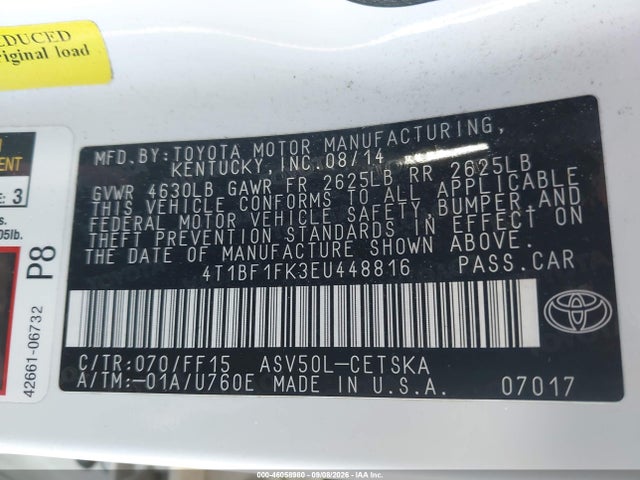 4T1BF1FK3EU448816 Toyota Camry Se Sport