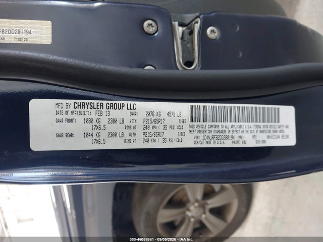 46058981 :رقم المزاد ، 1C4NJRFB2DD280194 vin ، 2013 Jeep Patriot Latitude مزاد بيع
