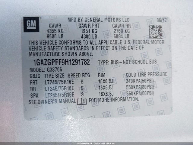 Chevrolet Express 3500 Lt 2017 1GAZGPFF9H1291782 Image 9