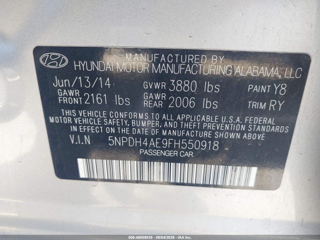 Hyundai ELANTRA SE 2015 5NPDH4AE9FH550918 Image 9