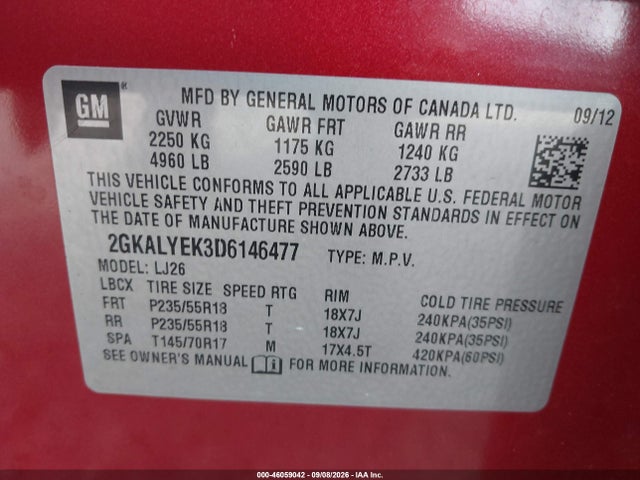 Продаж на аукціоні авто 2013 Gmc Terrain Denali, vin: 2GKALYEK3D6146477, номер лоту: 46059042