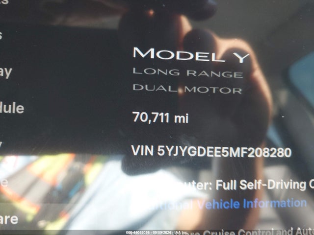 5YJYGDEE5MF208280 Tesla Model Y Long Range Dual Motor All-wheel Drive