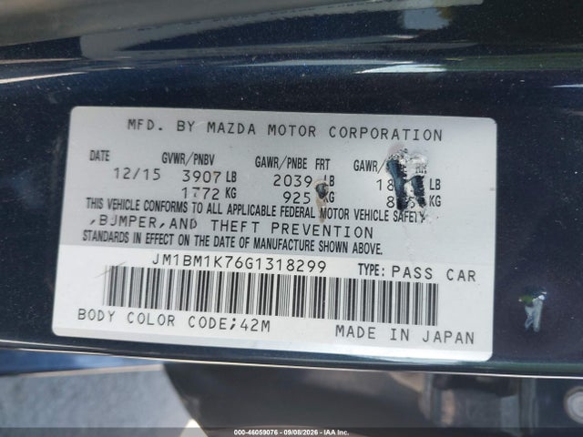 JM1BM1K76G1318299 Mazda Mazda3 I Sport