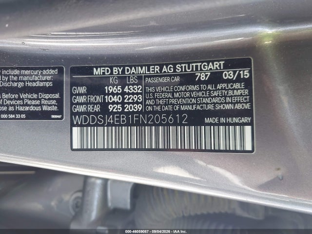 WDDSJ4EB1FN205612 Mercedes-Benz CLA 250