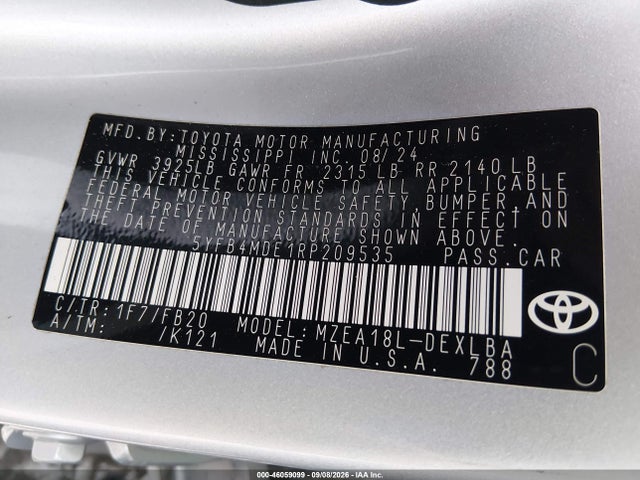 Toyota COROLLA LE 2024 5YFB4MDE1RP209535 Image 9