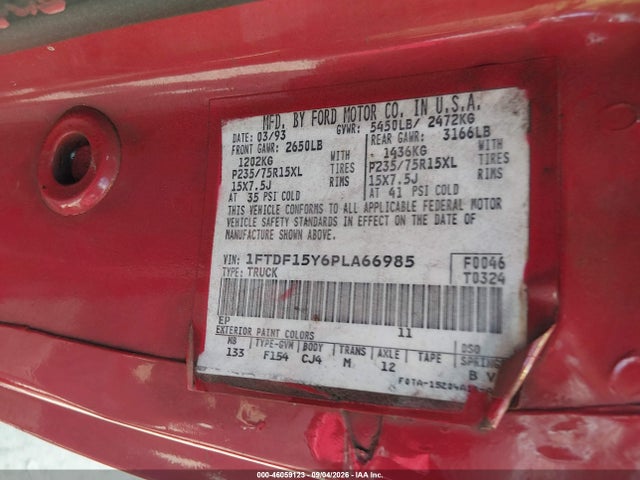 Продажа на аукционе авто 1993 Ford F150, vin: 1FTDF15Y6PLA66985, номер лота: 46059123
