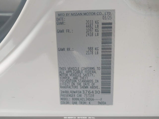 Nissan Altima Sv Awd 2025 1N4BL4DW4SN376430 Image 9