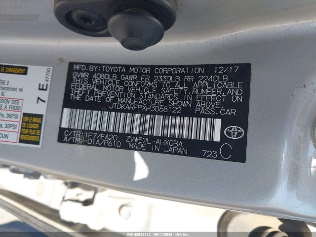 Aukcja sprzedaży 2017 Toyota Prius Prime Premium, vin: JTDKARFPXH3068122, numer aukcji: 46059133