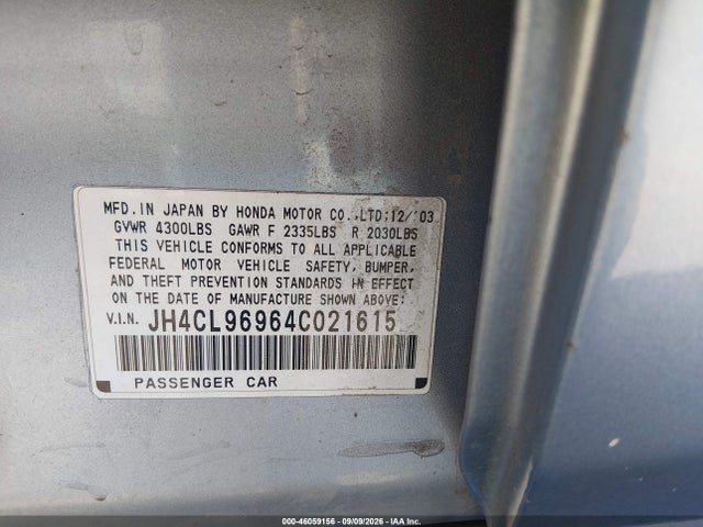 Продаж на аукціоні авто 2004 Acura Tsx, vin: JH4CL96964C021615, номер лоту: 46059156