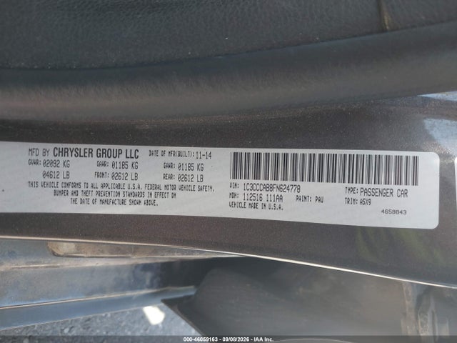 Aukcja sprzedaży 2015 Chrysler 200 Limited, vin: 1C3CCCAB8FN624778, numer aukcji: 46059163
