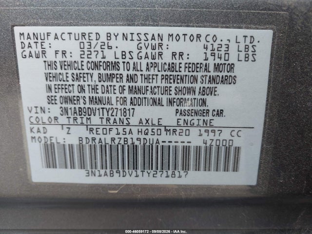 3N1AB9DV1TY271817 Nissan SENTRA SR