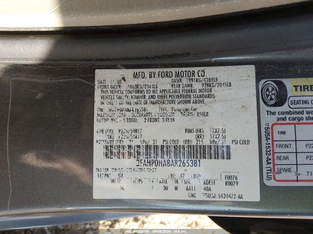Продаж на аукціоні авто 2010 Ford Fusion Se, vin: 3FAHP0HA8AR265381, номер лоту: 46059188