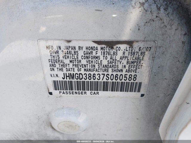 Aukcja sprzedaży 2007 Honda Fit Sport, vin: JHMGD38637S060588, numer aukcji: 46059233